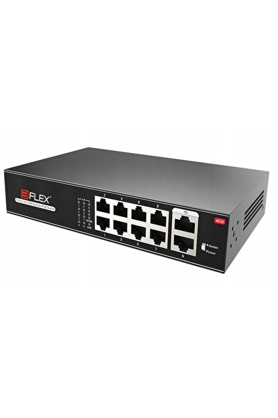 NO BRAND Switch PoE 8+2, 8 porturi PoE, 2x Uplink 10/100Mbps, 120W, EXTEND 250m