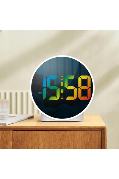 NO BRAND Ceas electronic digital LED HD de masă/birou, cu alarmă dublă 3D