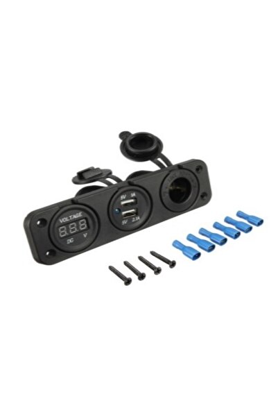 NO BRAND Priză pentru brichetă de 12 V cu încărcător USB de 5 V + voltmetru d...