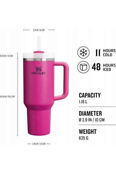 NO BRAND CANA STANLEY 1200ml CU CAPAC CU PAIEȘTĂ ȘI MÂNER THERMAL FUCHSIA