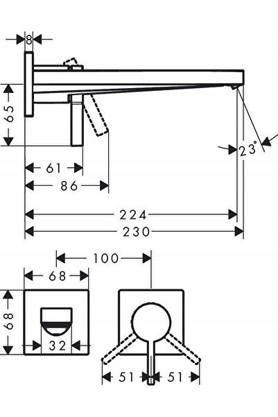 Hansgrohe Baterie de chiuvetă încorporată Tecturis E 73051000 Crom