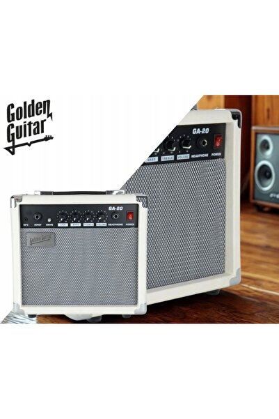 NO BRAND Amplificator de chitară electrică de 20W - Combo de chitară alb-auriu