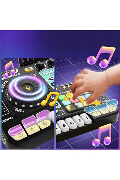 bedee Gramofon DJ pentru copii cu microfon, tastatură, lumini LED, Bluetooth