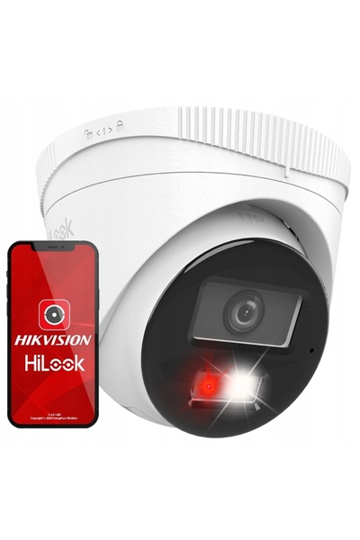 Hilook Cameră IP 4MPx Hikvision cu lumină hibridă inteligentă și microfon, co...