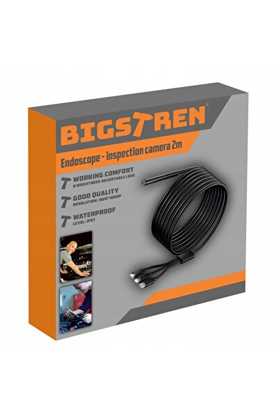 Bigstren Cameră endoscop Endoscop 3 în 1 USB Android iOS LED IP67 Full HD 2m