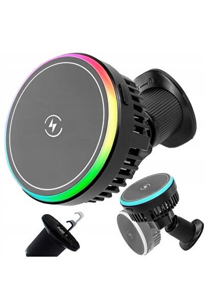 NO BRAND Suport auto magnetic cu încărcător inductiv MagSafe 15W + Cablu