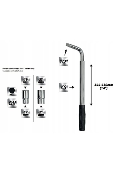 hillen & mohr Cheie telescopică pentru roți 1/2 " Hillen & Mohr 17M054 17x19x...