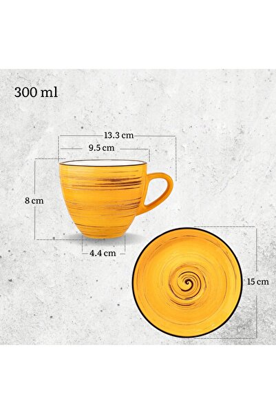NO BRAND Ceașcă cu farfurioară pentru cafea PREMIUM galbenă PORCELANĂ 300 ml ...