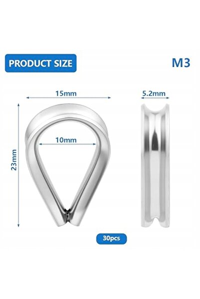 flintronic 30x Colier de furtun M3 din oțel inoxidabil 304, tip colier de cablu