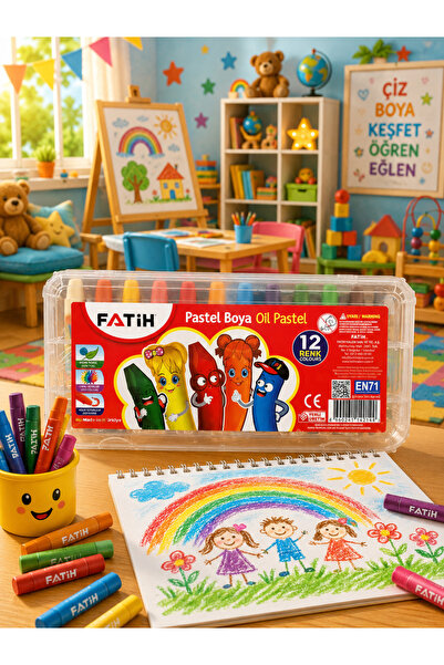 Genel Markalar 12'li Pastel Boya Seti Yağlı Pastel Boya Çocuk Boyama Seti Oku...
