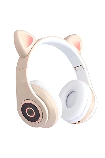 Teno B39 Wireless Cat Ear RGB Bluetooth 5.0 Over-Ear Headphones - Khaki