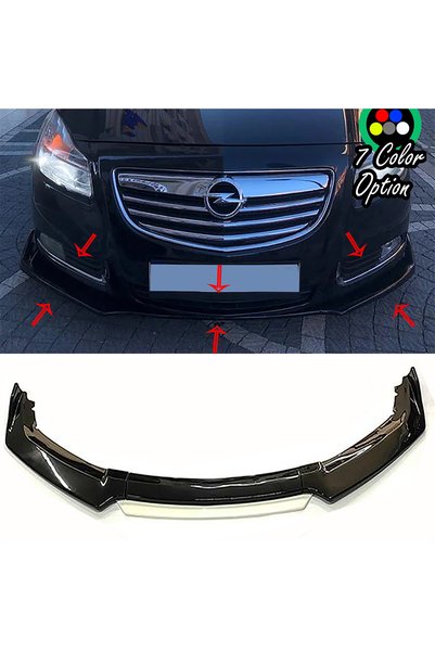 HasAkman Opel insignia Beyaz Renkli Şeritli Dilli Ön Lip 4 Prç Parlak Siyah A...