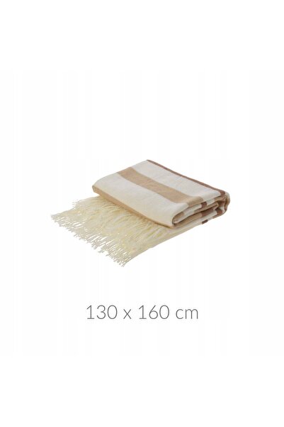 Home Styling Collection Covor cu dungi și franjuri, 130x160, acrilic, bej, co...