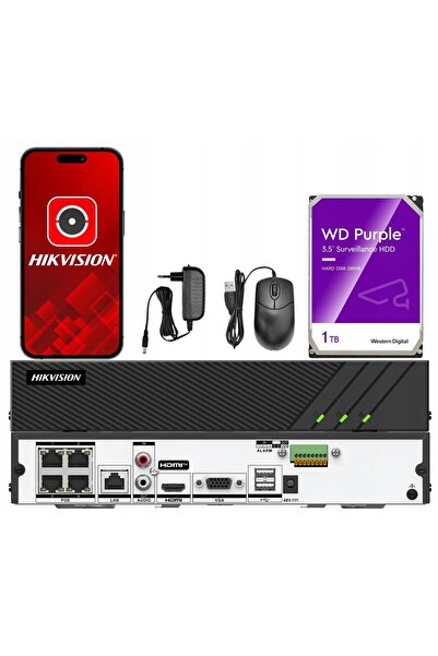 Hikvision Înregistrator IP ds-7604ni-q1/4p (e) 4 canale PoE pentru 8MPx aplic...