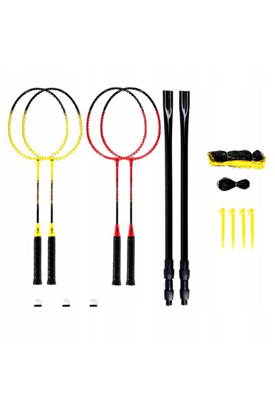 Nilsport Set de rachete de badminton: 4 rachete, 3 seturi de volane, fileu, h...