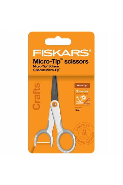 FiSKARS Foarfece de precizie pentru cusut, antiaderente, cu vârf micro, 13cm
