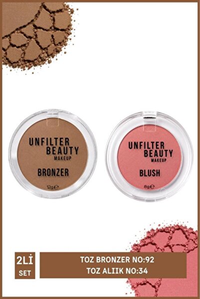 Unfilter Beauty Makeup Toz Bronzer No:92+Toz allık No:34