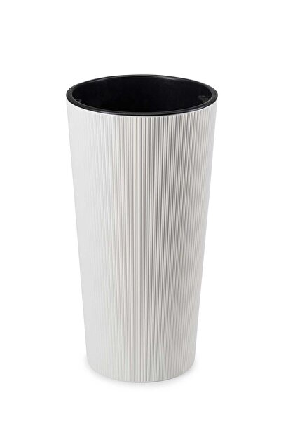 HowHomely Ghiveci alb înalt de 57 cm pentru flori, cu husă, tip palmier, pent...