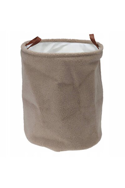 Home Styling Collection COȘ DE DEPOZITARE BOUCLE BEJ CU MÂNERI DIN PIELE ECOL...