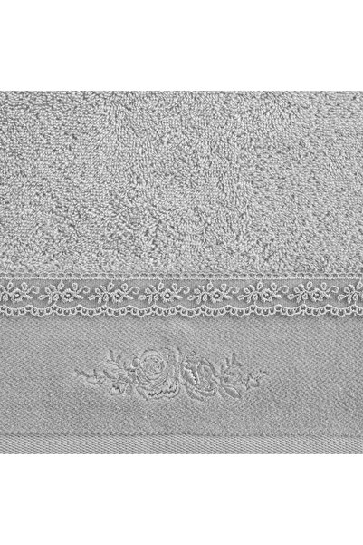 Eurofirany Prosop de baie SISI 70x140 cm argintiu cu broderie decorativă din ...
