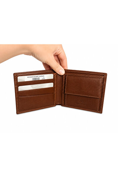 MASSARELLI Genuine Leather Horizontal Coin Purse Tan Color Men's Wallet Gift ...