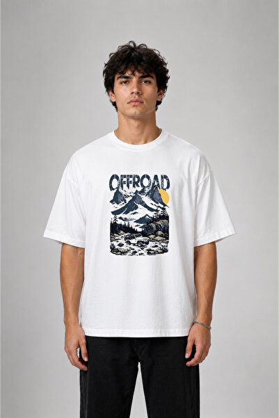 cesita Off Road Printed Cotton White T-Shirt T-Shirt
