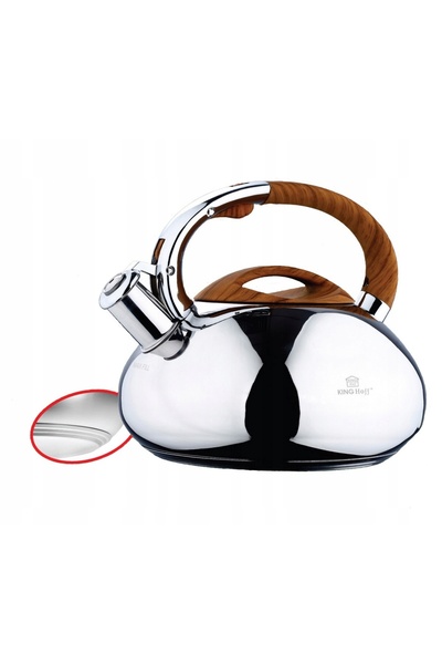 Kinghoff Fierbător din oțel inoxidabil cu fluier 3 L, pentru inducție și gaz ...