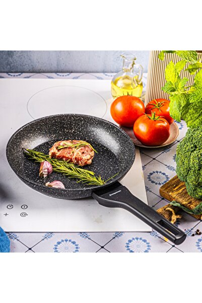 Klausberg Tigaie de 24cm cu înveliș de marmură, neagră, antiaderentă KB-7988