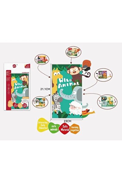 OEM Carte Bebe - Animale Salbatice, textila 22x23cm luni multicolor - Jucarie...