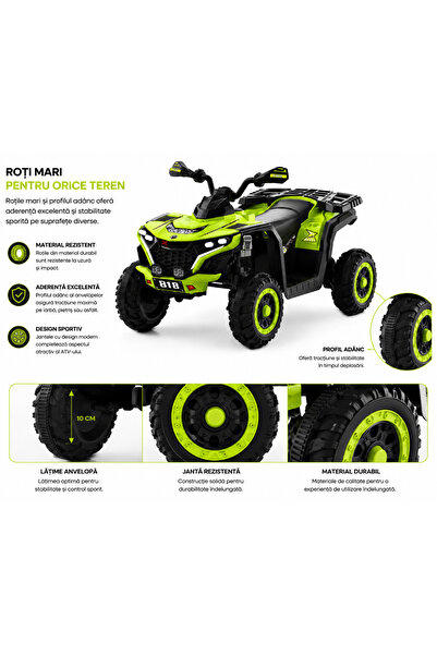 OEM ATV electric cu motor 380W, roți EVA și design sport off-road - Verde
