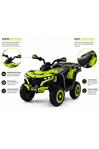 OEM ATV electric cu motor 380W, roți EVA și design sport off-road - Verde