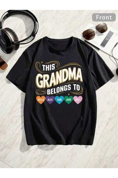 21JNRY تي شيرت رجالي بمقاسات كبيرة مزين برسومات رائعة من Hearts Owned Grandma...