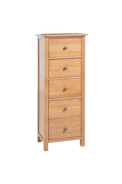 vidaxl Tall Chest of Drawers 45x32x110 cm Solid Oak Wood