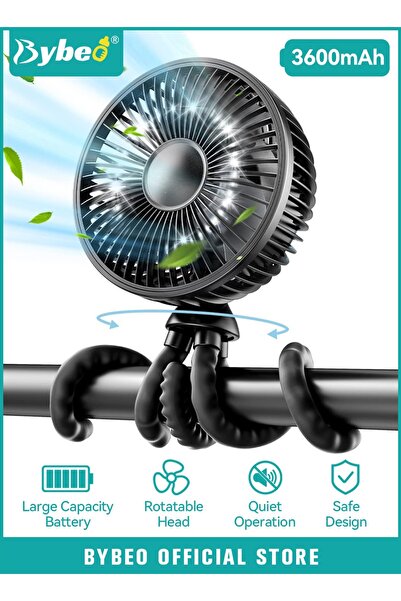 BYBEO Baby Stroller Fan, Portable Cooling Fan, Personal Fan with Auto-Rotatin...