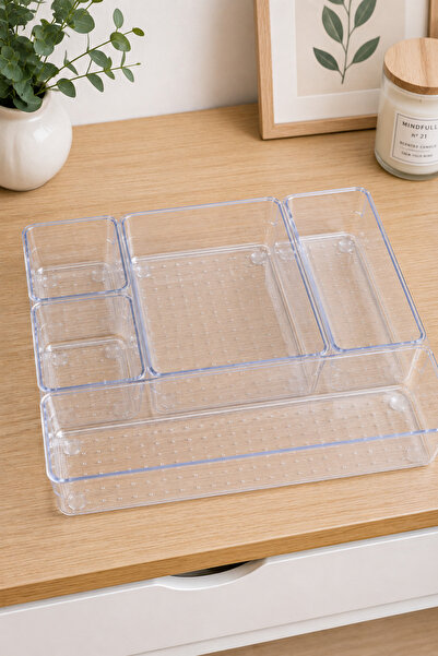 PUPSI Set 5 Organizatoare Transparente pentru Sertar, Organizator Modular pen...