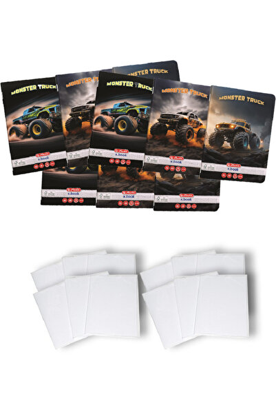Herlitz Pachet 10 caiete + coperti A5, 48 file, patratele, Monster Truck