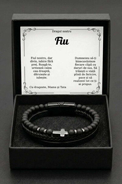 The Jewel Heart Brățară din Piele pentru Bărbați, cu Mesaj Personalizat, Cado...