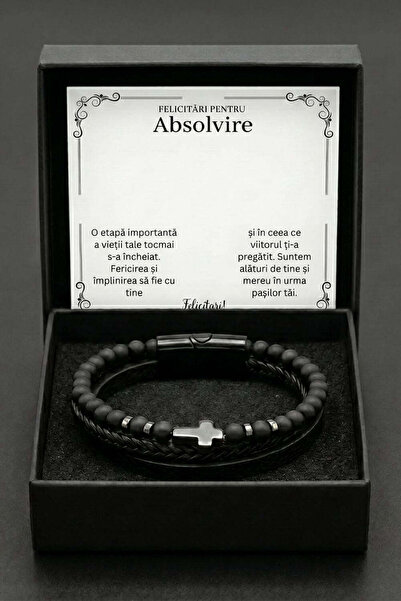 The Jewel Heart Brățară din Piele pentru Bărbați, cu Mesaj Personalizat, Cado...