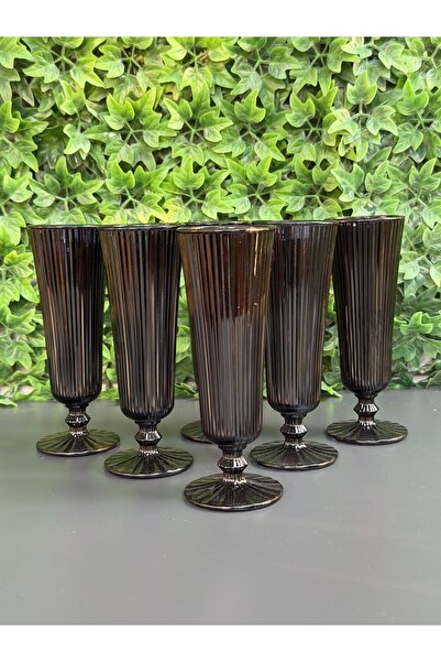 Hediye Köşkü 6 Kişilik Cam Siyah Kahve Yanı Su Bardağı 130ml
