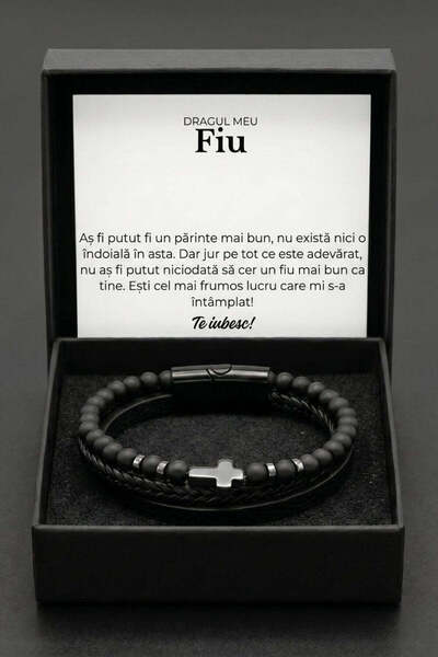 The Jewel Heart Brățară din Piele pentru Bărbați, cu Mesaj Personalizat, Cado...