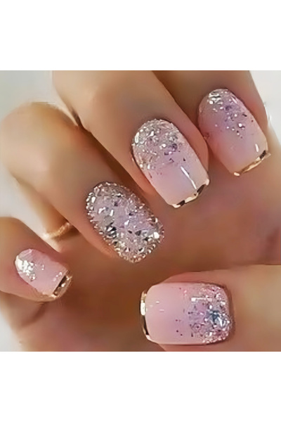 Choice1 4115 Medium fake nails for women gilrs gradient red pink colors with ...