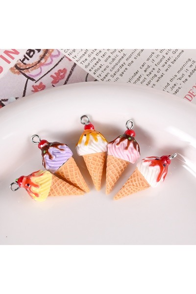 Choice 10pcs mix 10pcs Mini resin ice cream cone DIY handmade jewelry pendant