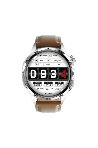 PRO smart watch GT 5 with Bluetooth calling function (answer/make calls), fitness tracking watch with sleep monitoring function, suitable for iPhone/Android, IP67 waterproof (leather brown)
