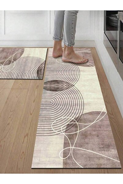 OEM Covor de bucătărie lung din material cauciucat, model geometric colorat, ...