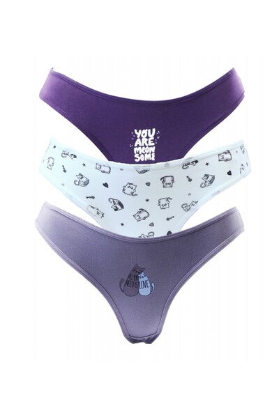 HUNEX UNDERWEAR Γυναικείο σλιπ 3 τεμάχια, βαμβακερό με στάμπα 935-11, Χρώμα: ...