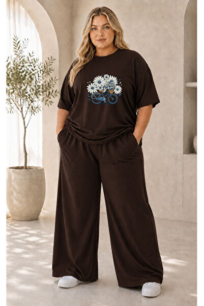 Pink Sky Women's Plus Size Premium Oversize Cotton 2-Piece Tracksuit Set Casu...