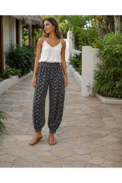 Derya Kurşun Patterned Cuffed Shalwar Trousers 0527-013