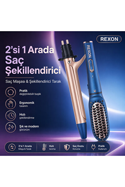 Rexon 2-in-1 Hair Styling Comb and 19mm Curling Iron