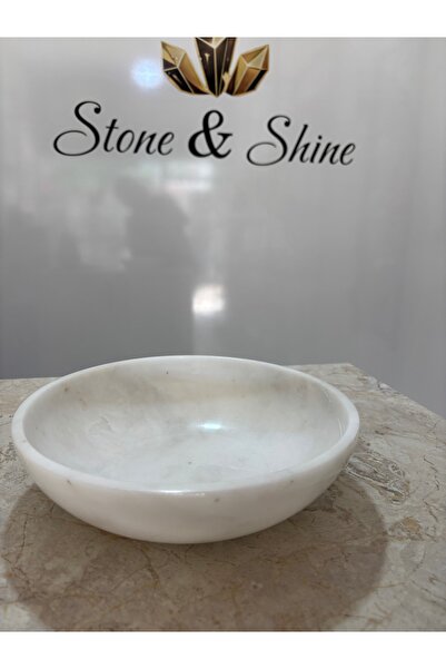 Stone Shine gani Doğal Beyaz Mermer 25 cm Salata ve Makarna Kasesi | Büyük Su...