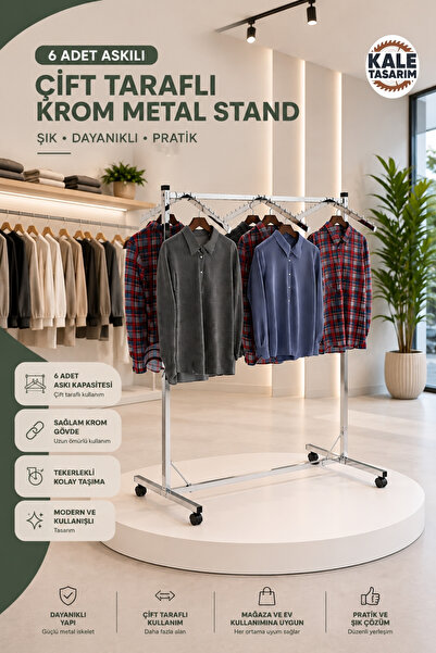 Çift Taraflı Krom Metal Stand
